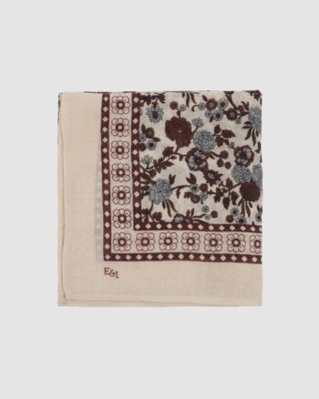 Grand foulard Prunie Émile et Ida beige rosé prune bleu