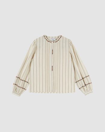 Blouse brodée rayures beige Émile et Ida femme