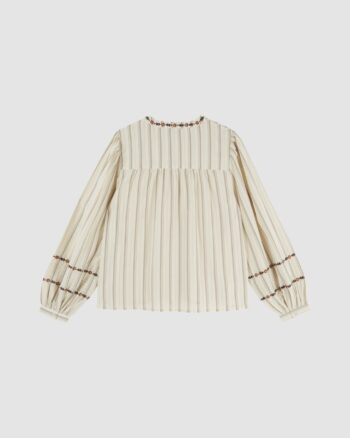 Blouse brodée rayures beige Émile et Ida dos