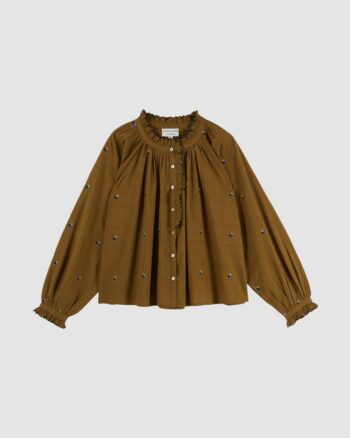 Blouse vintage brodée olive Artichaut Émile et Ida