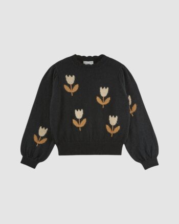 Pull femme Tulipes noir Émile et Ida en mohair