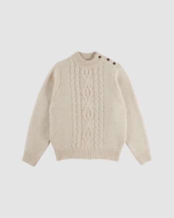 Pull irlandais torsadé beige Farine Émile et Ida