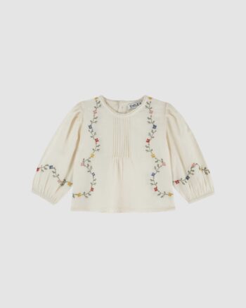 Blouse bébé brodée écru Émile et Ida Guirlande point de croix