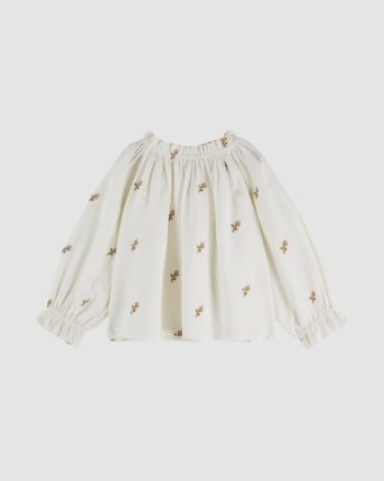 Blouse bébé brodée point de croix écru Émile et Ida