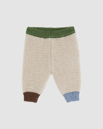Pantalon bébé tricot beige Émile et Ida en laine mérinos et coton Mako