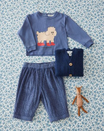 T-shirt manches longues Chien bleu Émile et Ida avec pantalon et gilet bébé