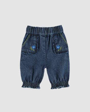 Sarouel denim brodé bébé Émile et Ida bleu foncé