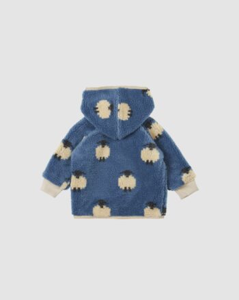 Manteau moumoute mouton bleu bébé Émile et Ida vue de dos