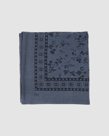Grand foulard Rosalie Bleu Émile et Ida en laine fleurie