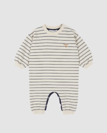 Combinaison bébé rayée bleue Pinstripe Émile et Ida sur cintre