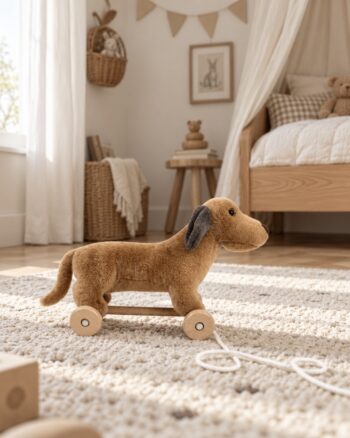 Chien à tirer Edward Egmont Toys dans une chambre d’enfant
