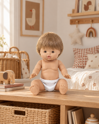Poupon Achille Minikane dans une chambre d’enfant