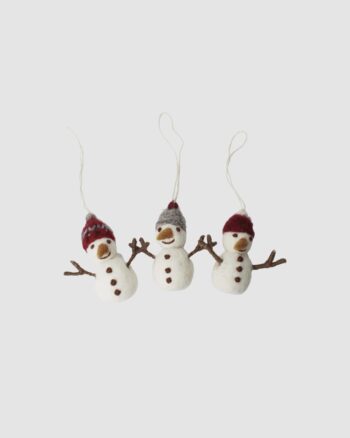Lot de 3 bonshommes de neige en feutre Gry & Sif