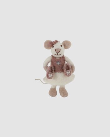 Souris ballerine blanche Gry & Sif en feutre
