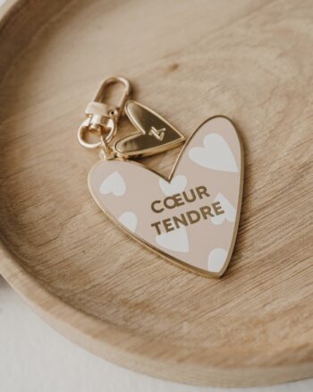 Porte-clé cœur Tendre Zakuw rose poudré