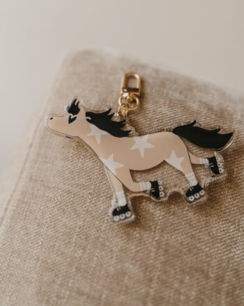 Porte-clé poney Billy Zakuw beige et noir
