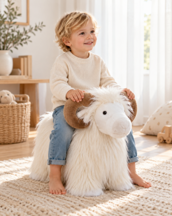 Bélier animal sauteur Wild & Soft avec enfant dans une chambre
