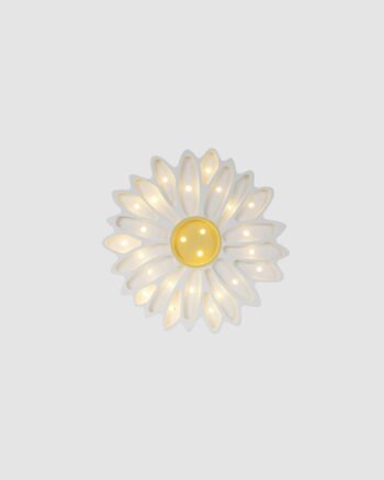 Veilleuse marguerite Little Lights Daisy White en bois blanc et jaune