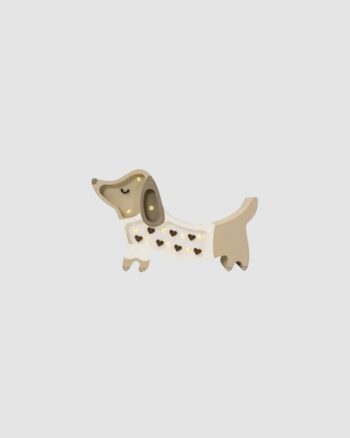Mini lampe chien Puppy Cœurs Chocolat Little Lights en bois avec éclairage LED
