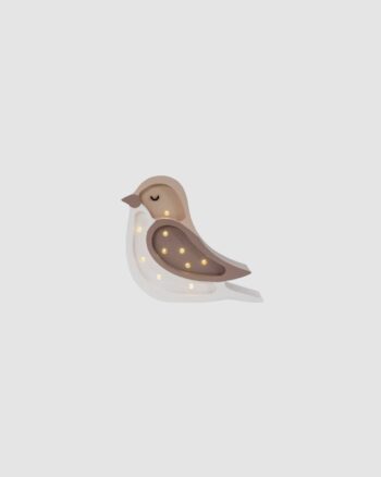 Lampe veilleuse oiseau Little Lights Coffee Beige en bois avec éclairage LED