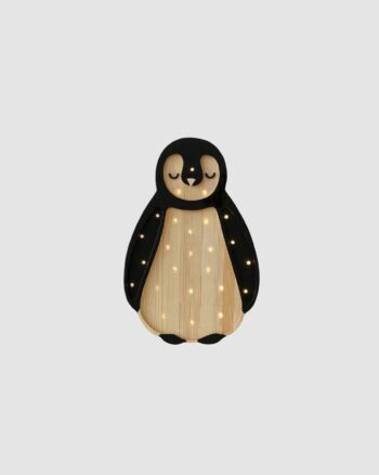Lampe bébé pingouin Little Lights Arctic Wood en bois naturel