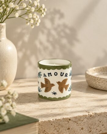 Bougie Muse Amour Oiseaux Ambre Opjet en décoration
