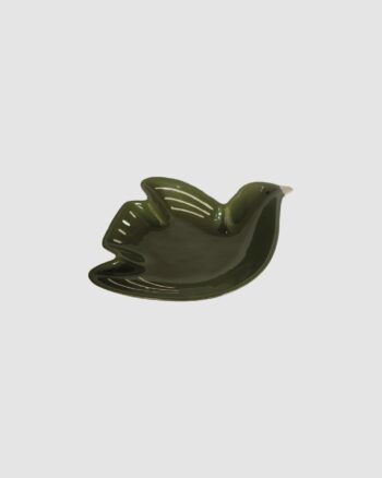 Coupelle Cuicui oiseau vert foncé Opjet en céramique brillante